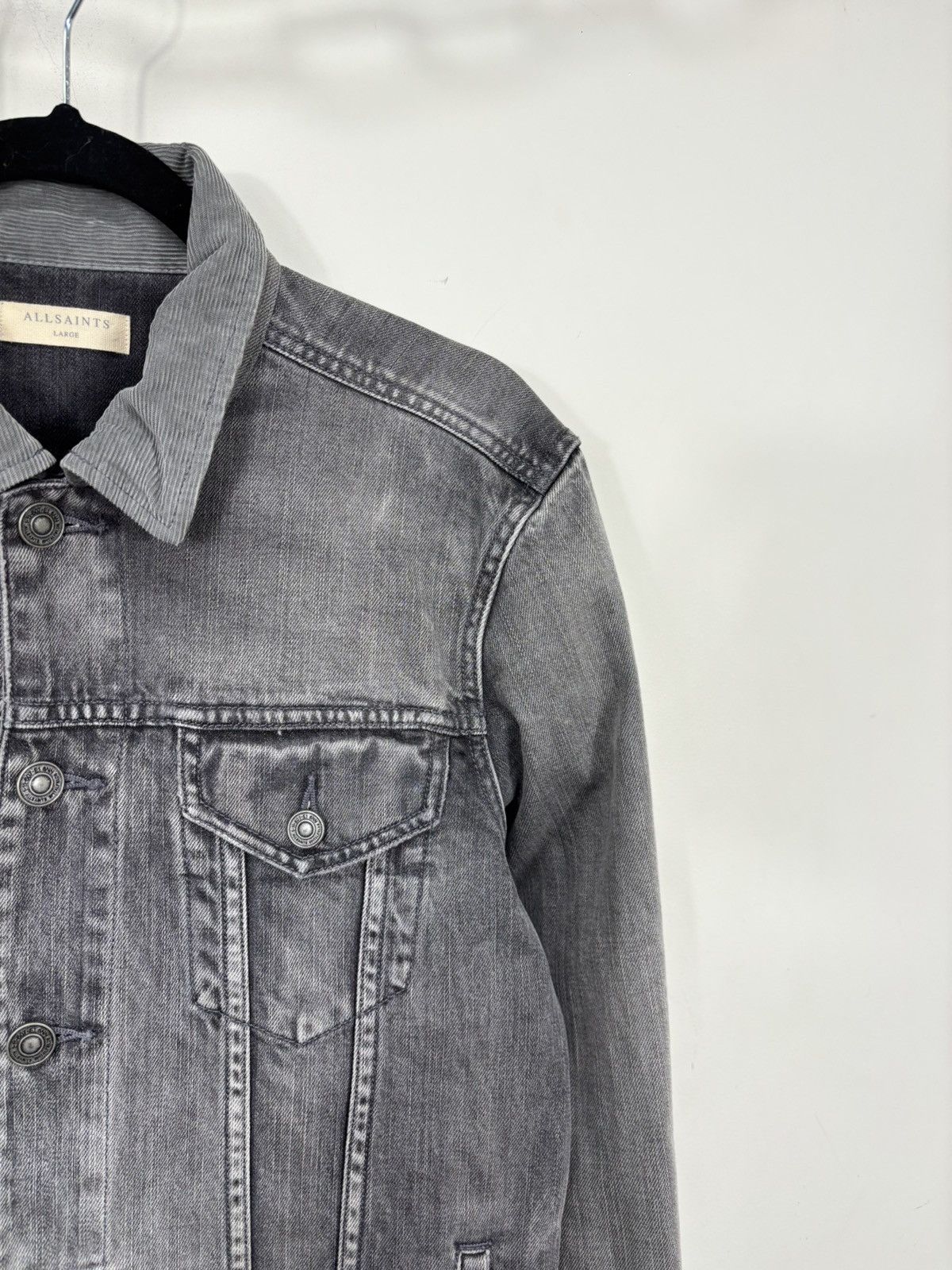Allsaints AllSaints Men’s Grafton Washed Grey Denim Jacket Size US L / EU 52-54 / 3 - 4 Thumbnail