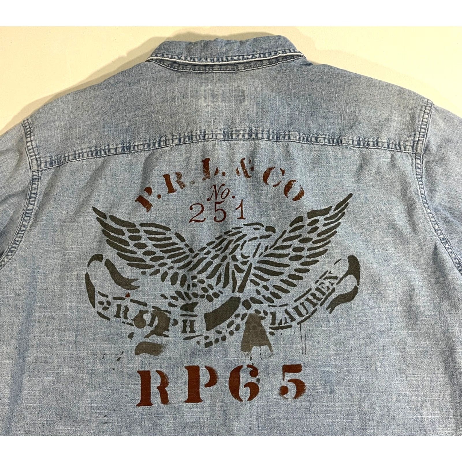 Polo Ralph Lauren VINTAGE Polo Ralph Lauren Shirt Polo Ralph Lauren Shirt Mens Blue Chambray Print Double-Sided Sz L Size US L / EU 52-54 / 3 - 6 Thumbnail