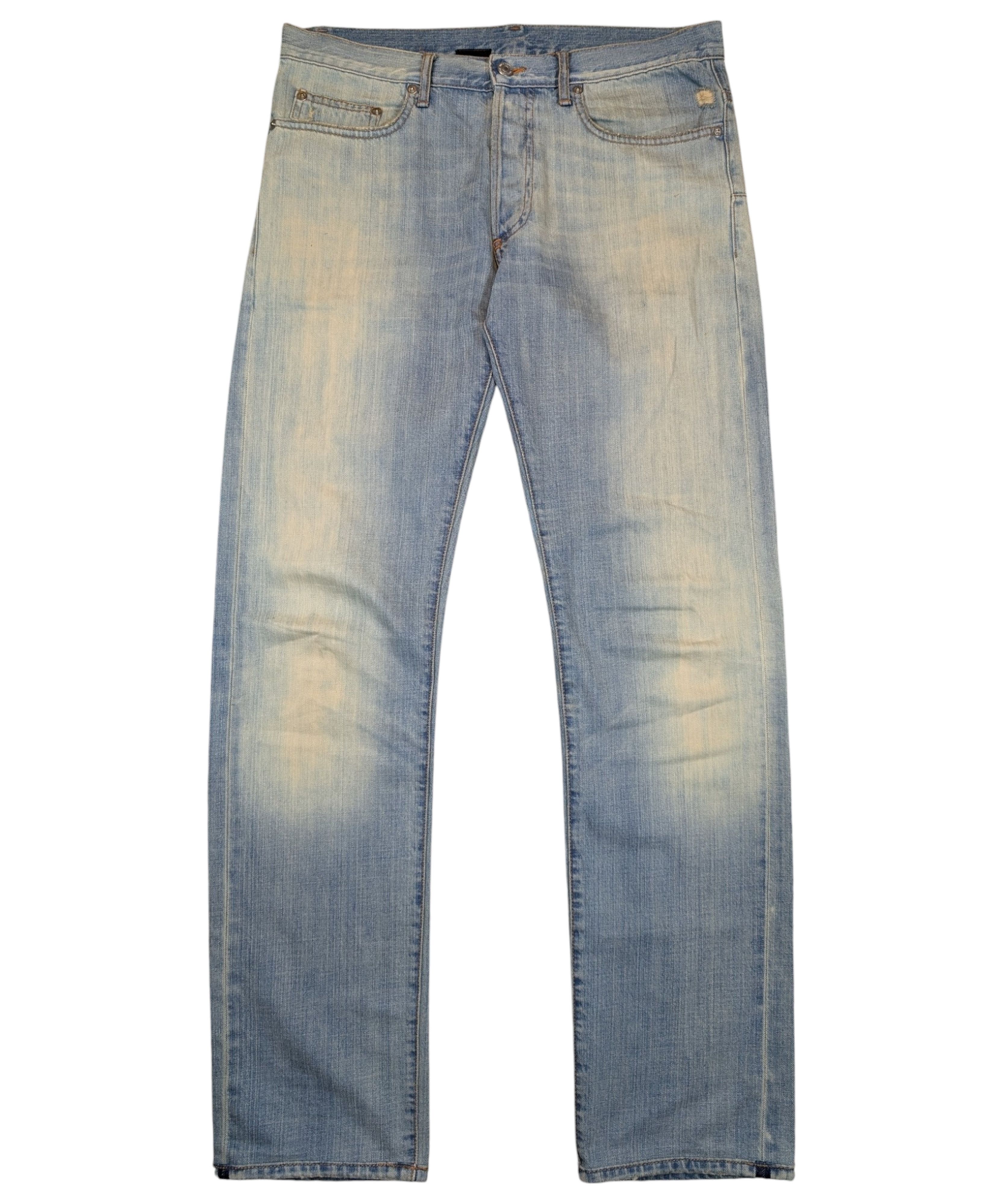 Dior Homme Blue Yellow Washed Denim Jeans Kris Van Assche