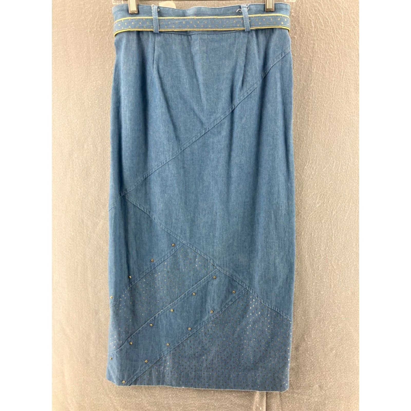 Vintage VINTAGE City Girl Skirt Womens 10 USA Made Belted Elastic Waist A-Line Long Blue 80s 90s Womens Clothing Size 32" / US 10 / IT 46 - 5 Thumbnail
