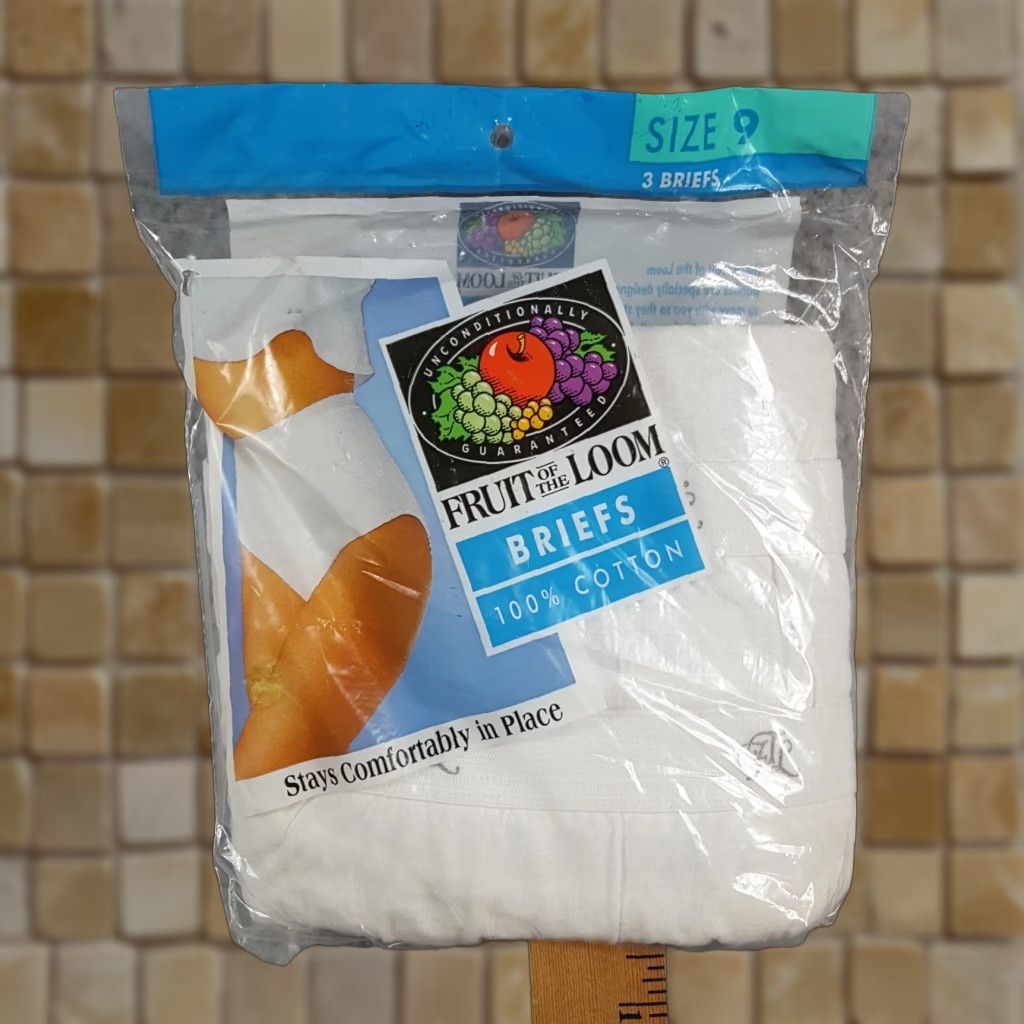 Fruit Of The Loom VINTAGE Fruit of the Loom 3 Pack Briefs Women's Size 9 Cotton White 90s Retro Underwear Panties Girls/ Womens? Size ONE SIZE - 1 Thumbnail