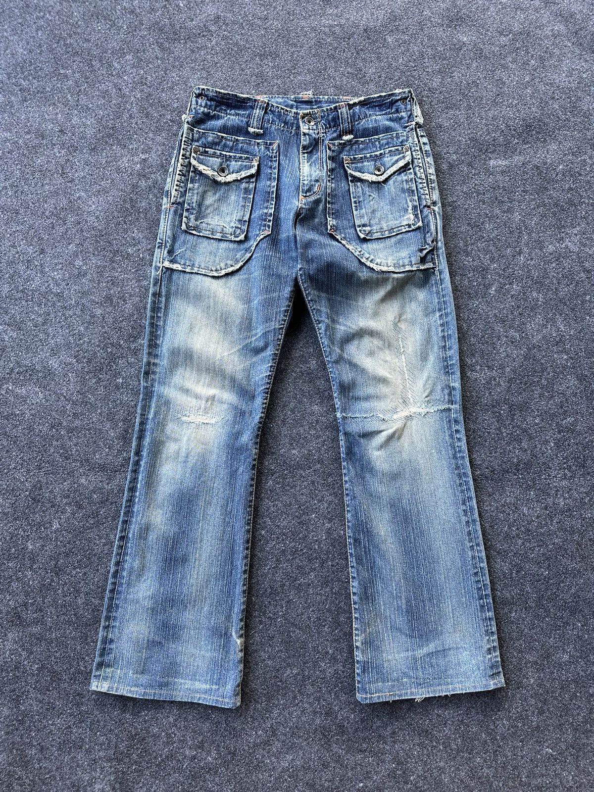 Vtg 90s Edwin Exclusive Flare Bushpant Distressed W30 F99