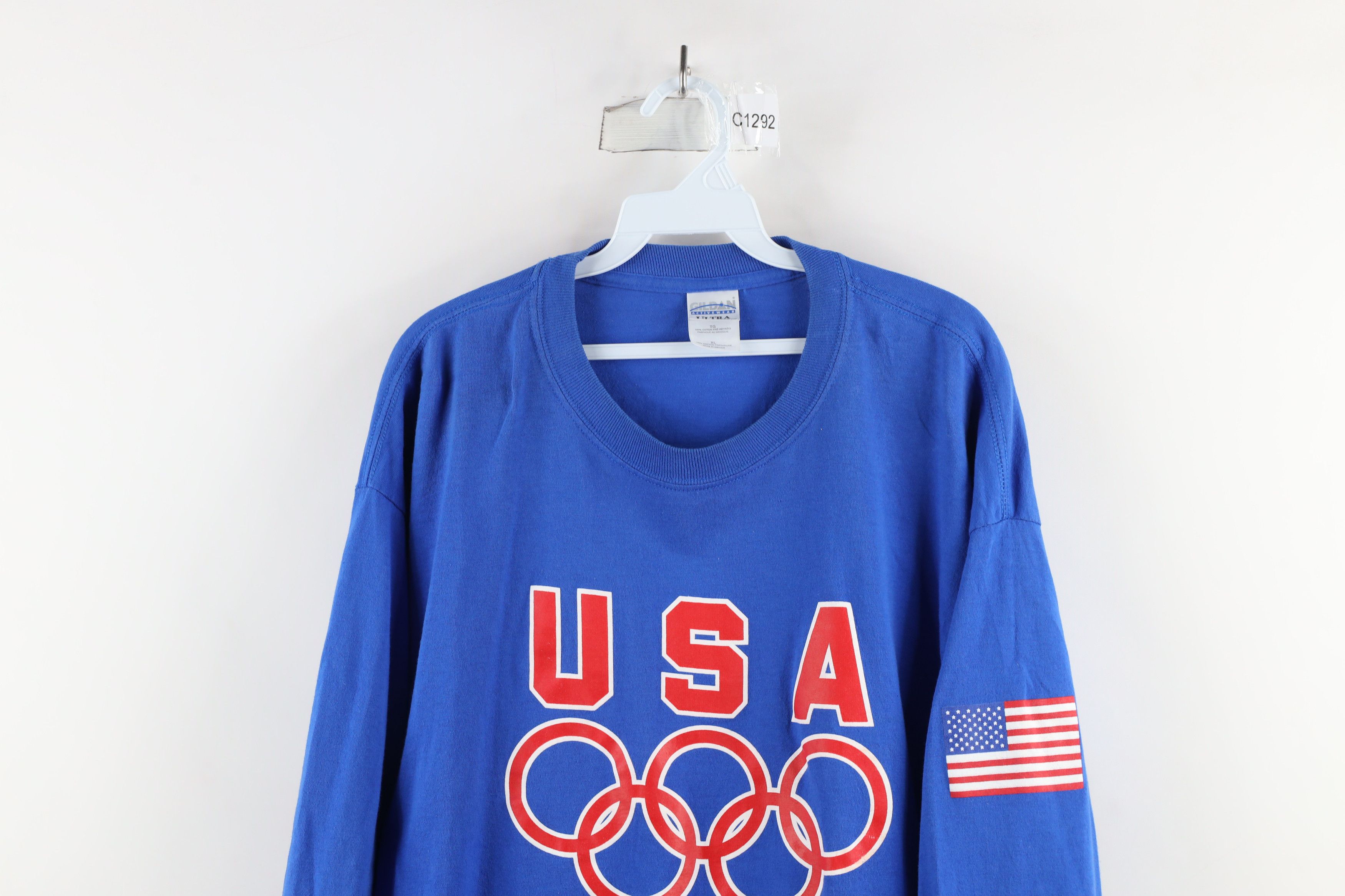 Vintage Vintage 90s USA Olympics Long Sleeve T-Shirt Blue Cotton Size US XL / EU 56 / 4 - 2 Thumbnail