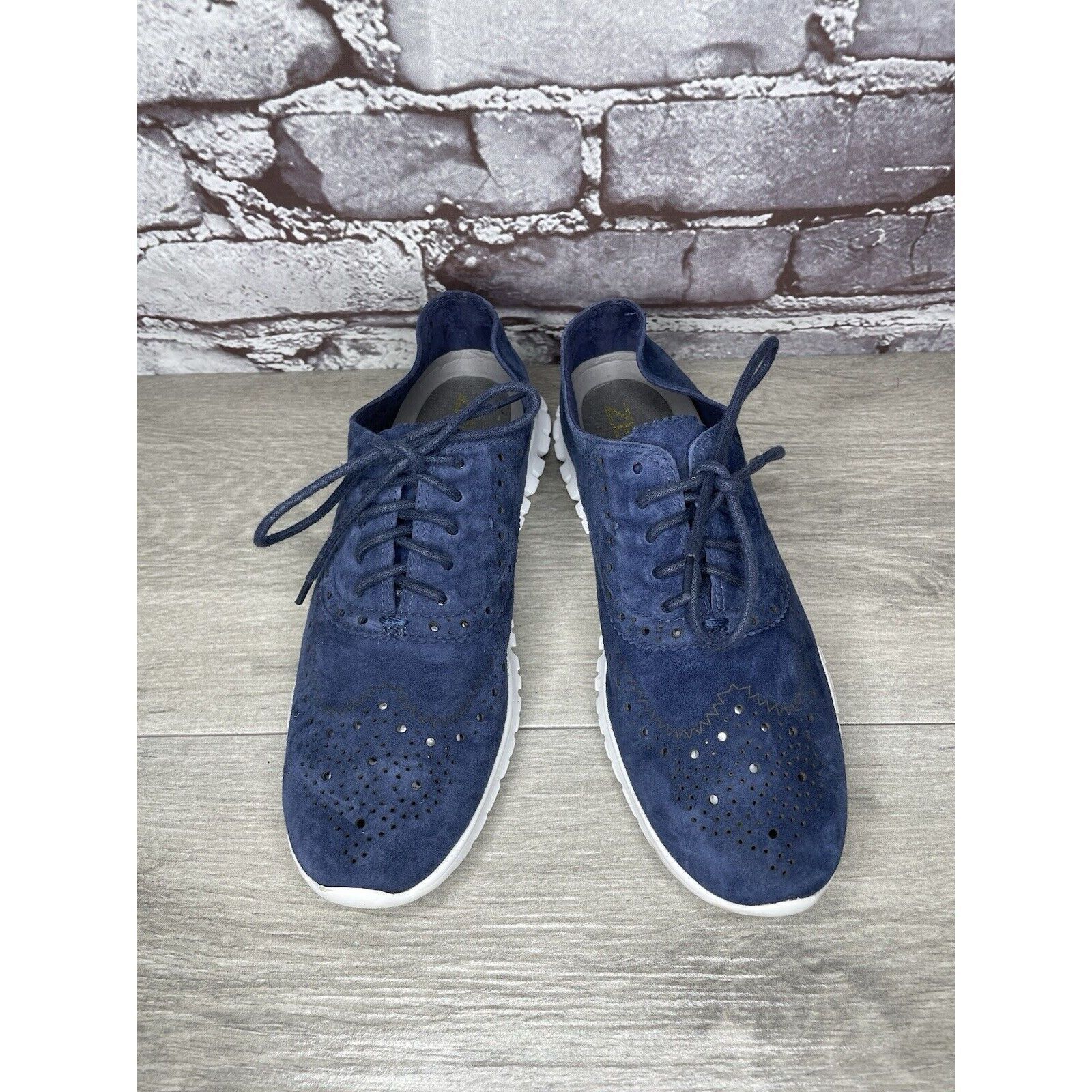 Cole Haan Cole Haan Zerogrand Blue Suede Wingtip Oxfords Women Sz 5.5B Size US 5.5 / IT 35.5 - 19 Thumbnail