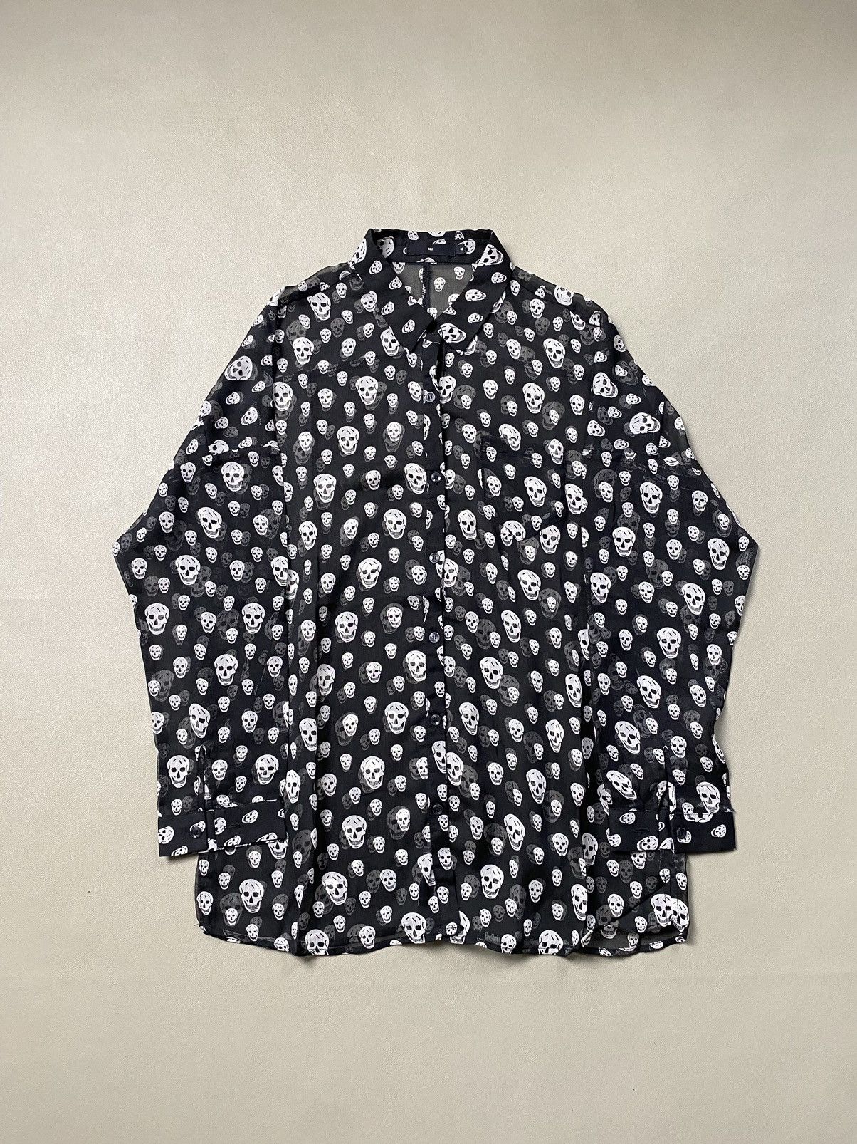Hysteric Glamour × If Six Was Nine × Le Grande Bleu (L.G.B.) UGIZ Skull Full Printed Gothic Mesh Button Shirt Size US L / EU 52-54 / 3 - 1 Thumbnail