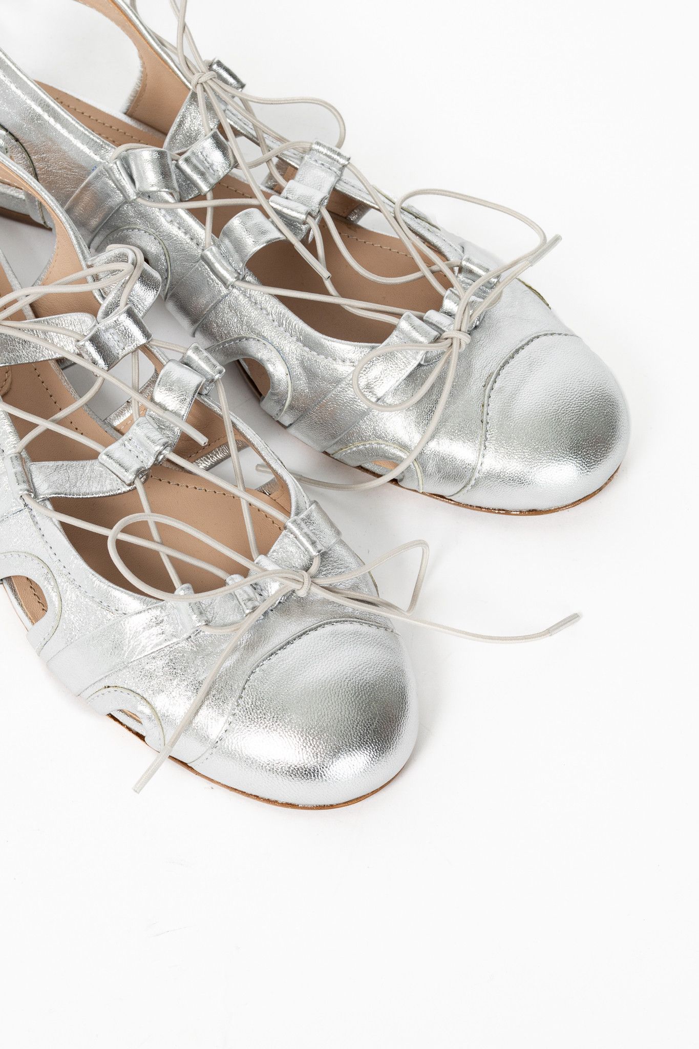 Simone Rocha Simone Rocha Silver Sporty Lace-Up Ballet Flats Size US 8.5 / IT 38.5 - 6 Thumbnail
