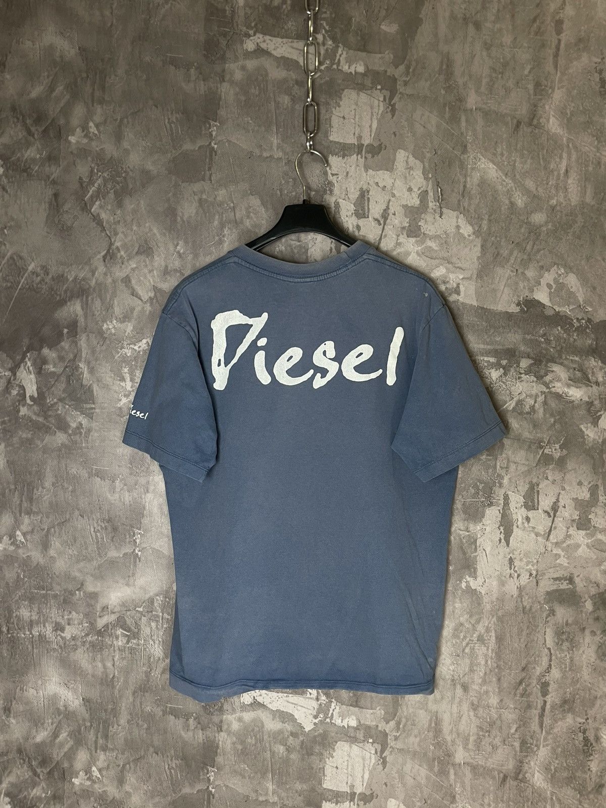 Diesel Diesel Big Logo Print Blue Faded Hype T-Shirt Y2K Vintage Size US M / EU 48-50 / 2 - 2 Thumbnail