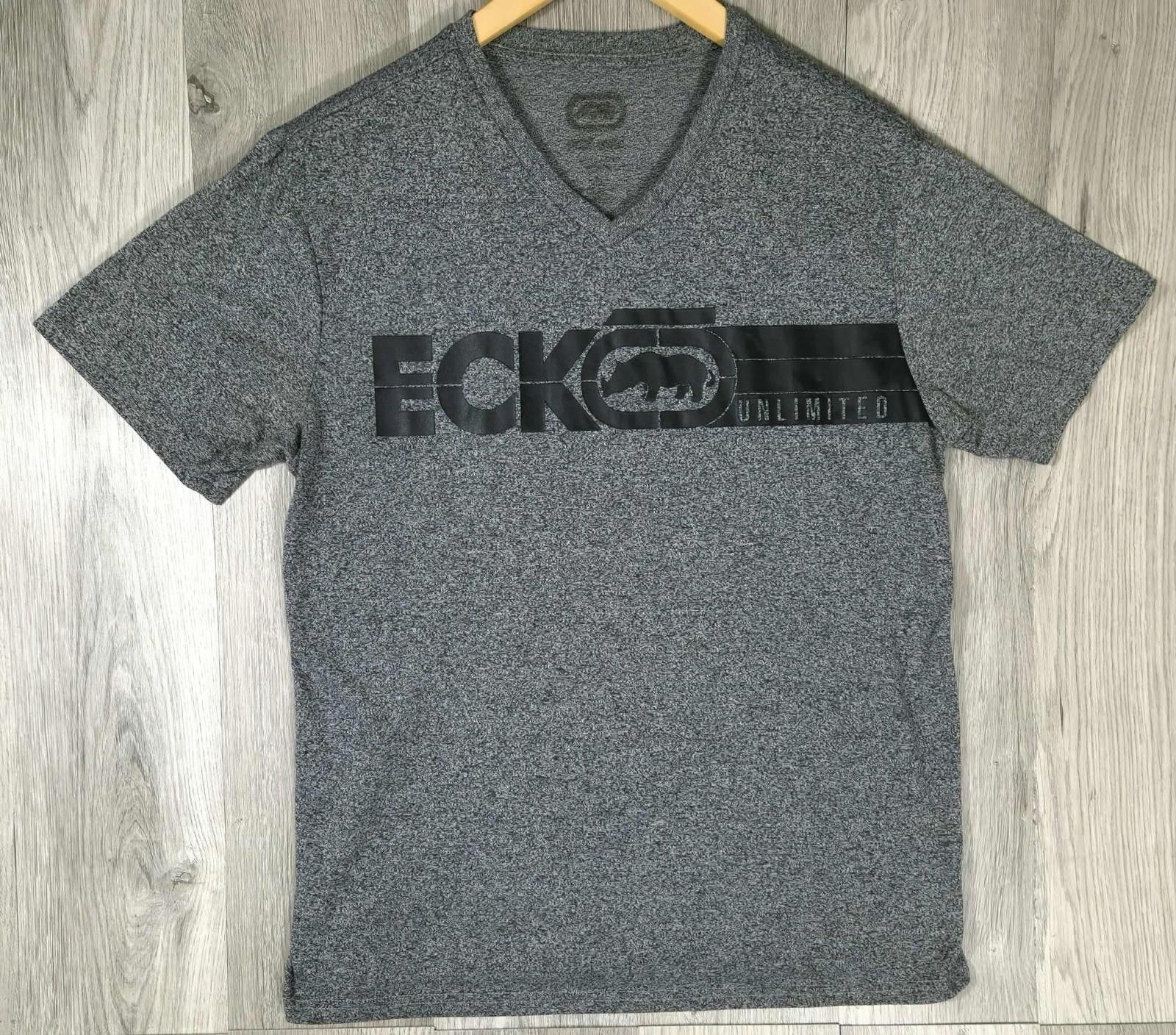 Ecko Unltd. Ecko Unltd Gray V-Neck T-Shirt Black Rhino Logo Streetwear#5 Size US M / EU 48-50 / 2 - 1 Thumbnail
