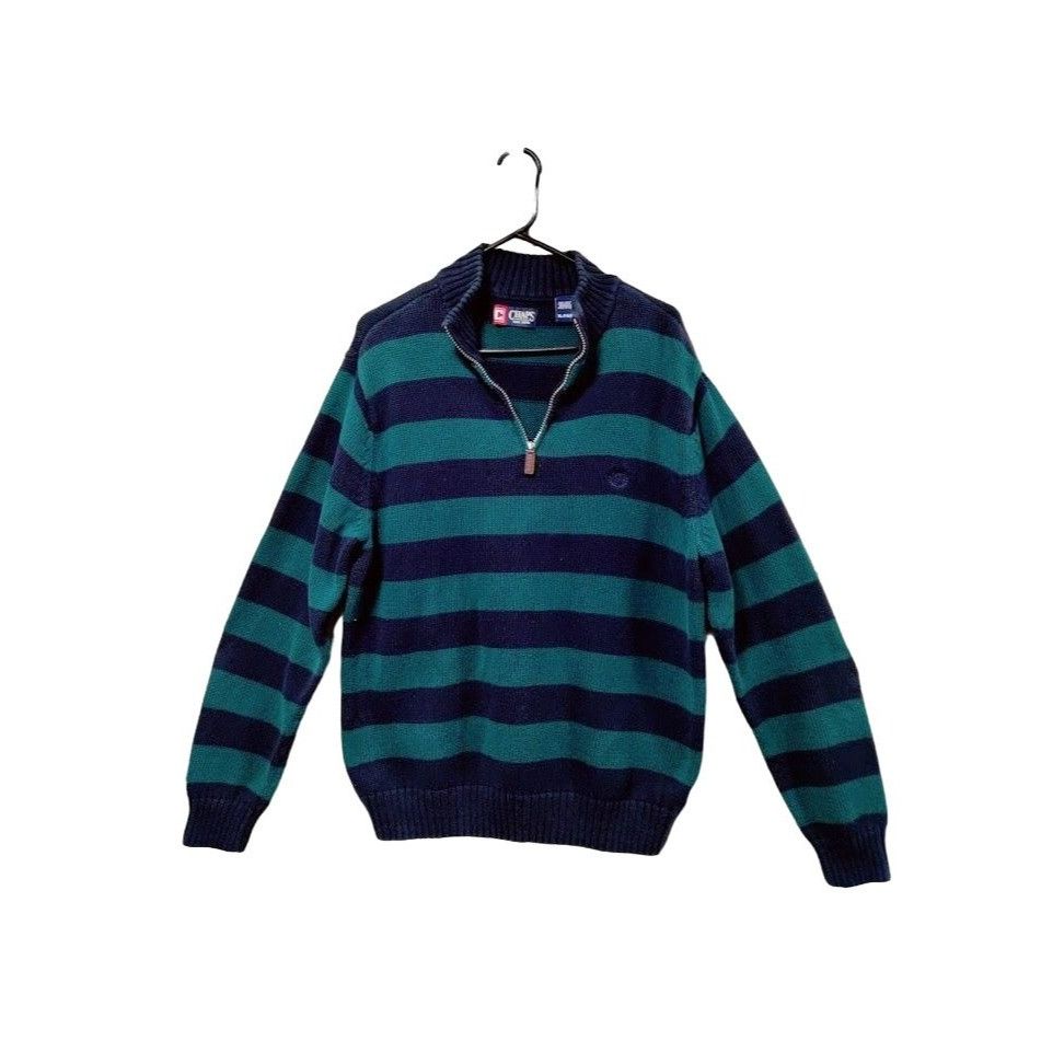 Chaps Chaps Striped Knit Pullover Sweater XL Navy & Green Cotton Q Size US XL / EU 56 / 4 - 2 Thumbnail