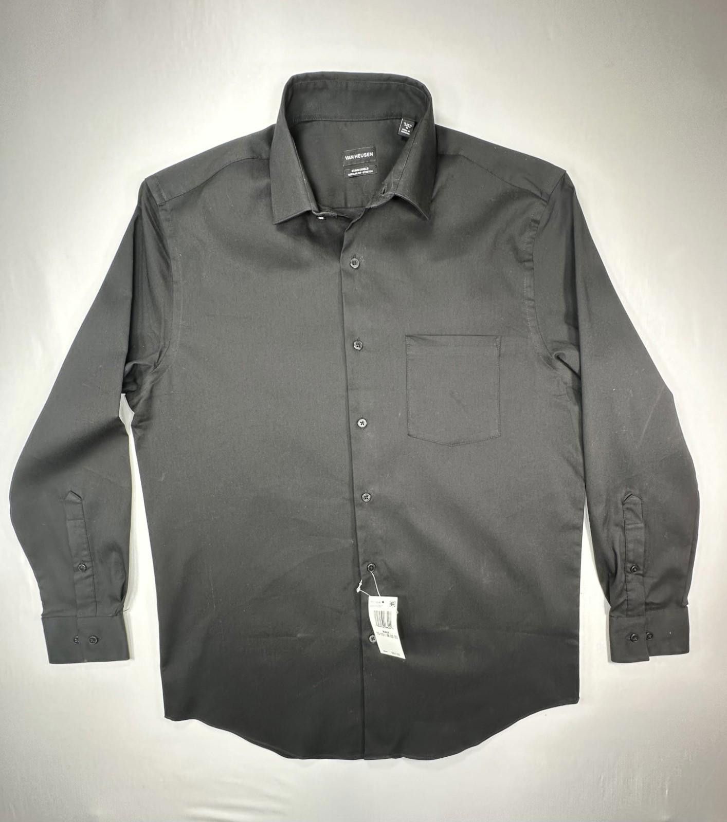Van Heusen Van Heusen Stain Shield Regular Fit Stretch Shirt Black M Size 38R - 1 Thumbnail