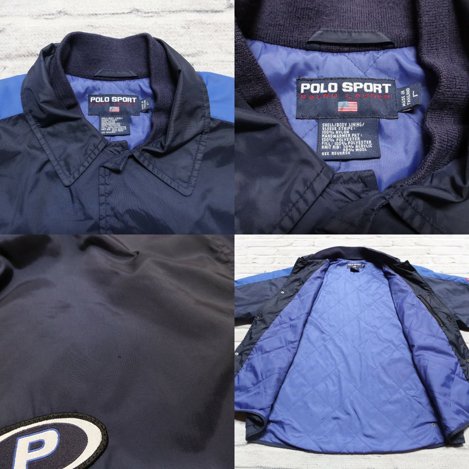 Polo Ralph Lauren VINTAGE Polo Sport Ralph Lauren Logo Jacket Mens Large Navy Nylon 90s Logo Jacket Size US L / EU 52-54 / 3 - 8 Thumbnail