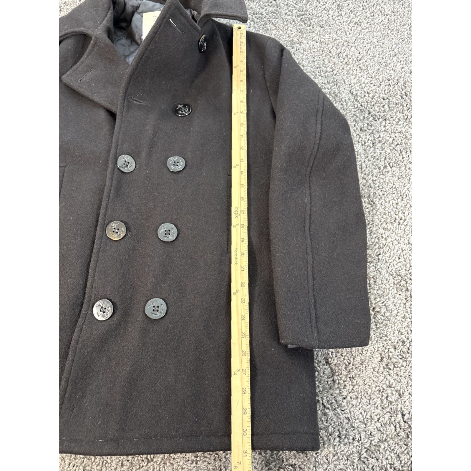 Vintage VINTAGE US Navy Mens Coat Pea Wool Black 38L MP72132 US Navy Pea Coat Mens Size 38L Black Wool Blk Size US XXS / EU 40 - 2 Thumbnail