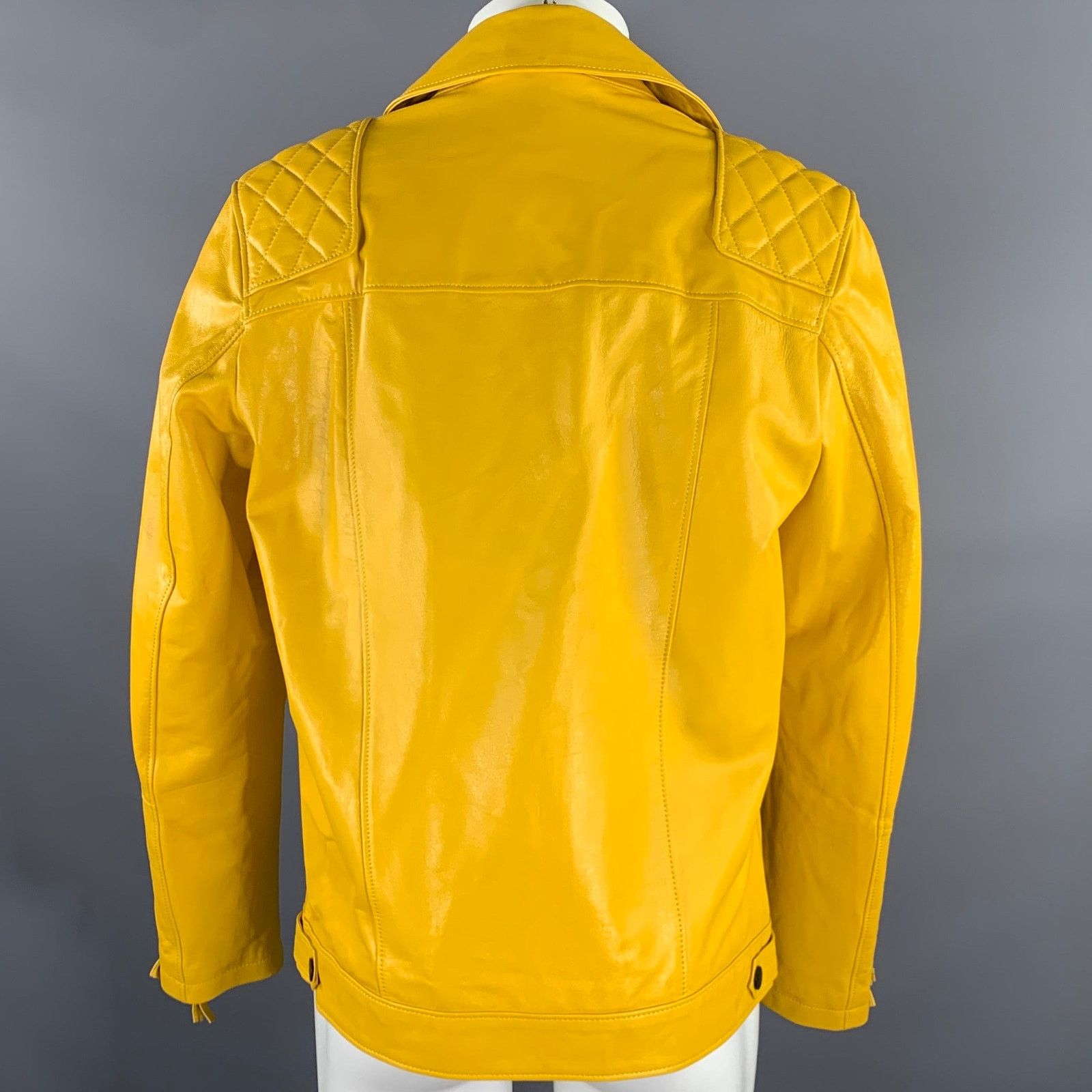 Other RON TOMSON Size 36 Yellow Leather Moto Racer Jacket Size US XXS / EU 40 - 4 Thumbnail