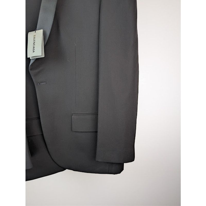 Balenciaga o1rshd1 Oversized Tuxedo Jacket in Black Wool Barathea Size US XXS / EU 40 - 5 Thumbnail