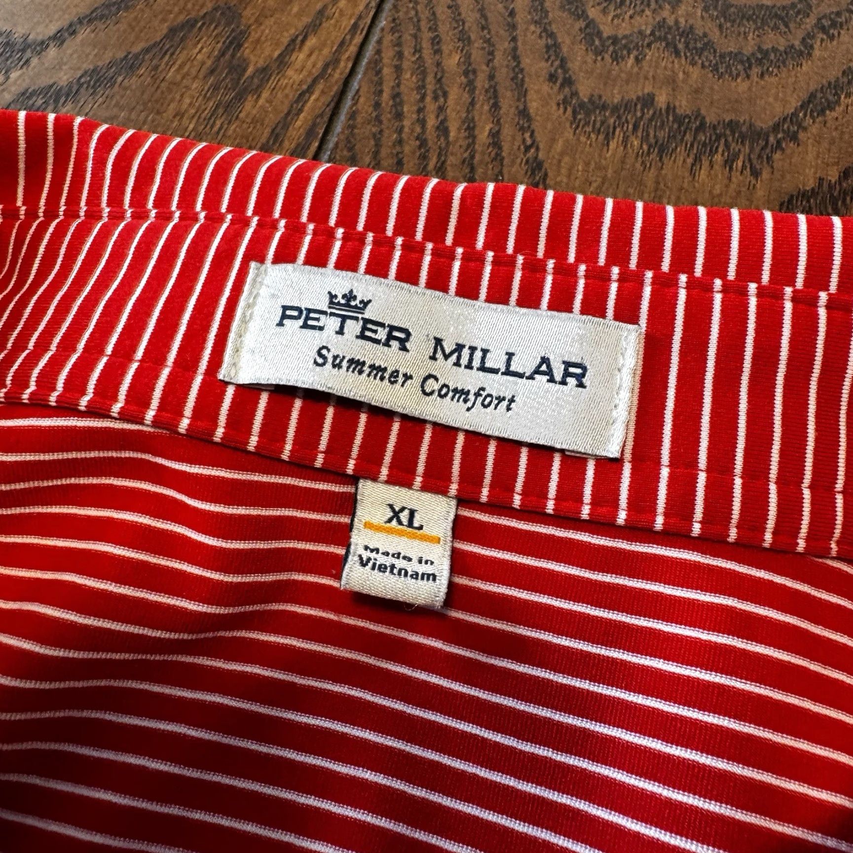 Peter Millar Peter Millar Polo Mens XL Red White Striped Nevillewood Golf Jug Logo Size US XL / EU 56 / 4 - 2 Thumbnail
