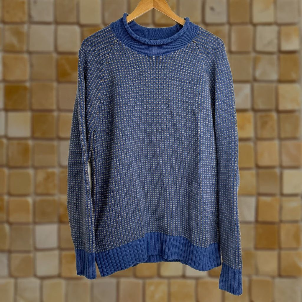 Vintage L.L. Bean Signature Sweater Mens Large Tight Knit Blue Stretch Organic Cotton Pullover Crew Neck Long Sleeve Knit Regular Fit Casual Vintage: No Size US L / EU 52-54 / 3 - 1 Thumbnail