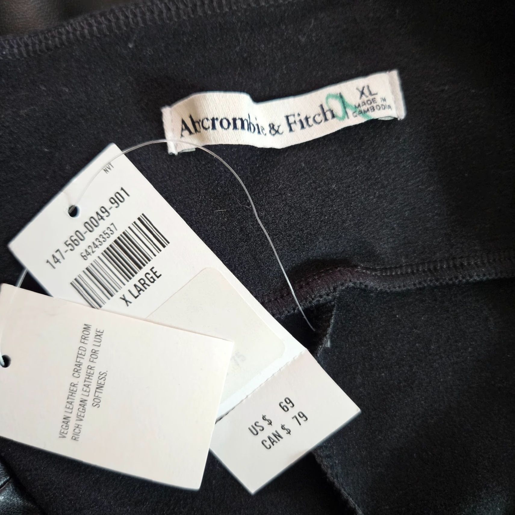 Abercrombie & Fitch Abercrombie & Fitch Womens Faux Leather Pants XL Black Pull On Ankle Skinny 27 Inseam Rise 13.5" Vint? No. (No N/A) Size 40" / US 18 - 7 Thumbnail