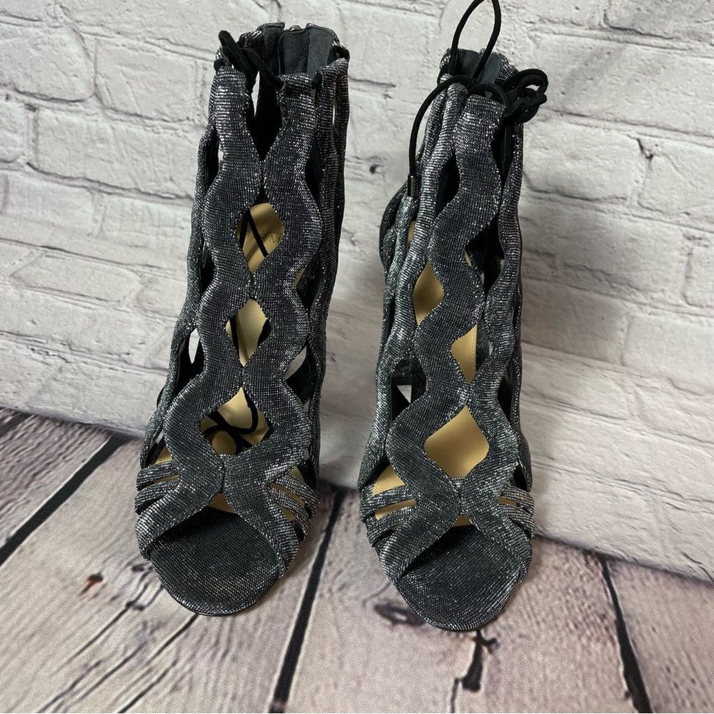 Alexandre Birman New Alexandre Birman Loretta Cage Silver Black Metallic San Size US 7 / IT 37 - 6 Thumbnail