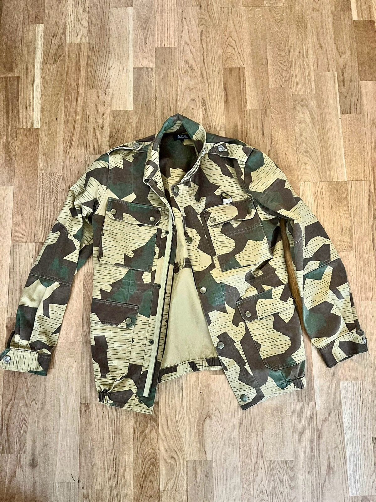 image of A P C Vintage Camo Jacket Size Small in Yellow/Green, Men's