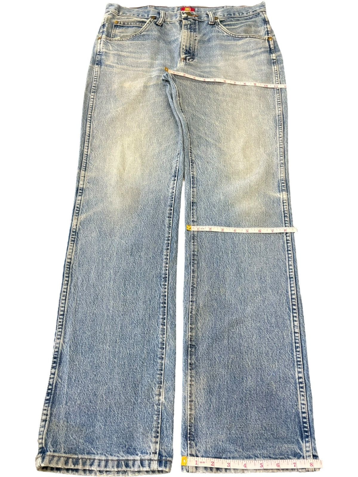Wrangler Vintage 90s Wrangler Blue Wash Distressed Loose Jeans Size 35" - 9 Thumbnail