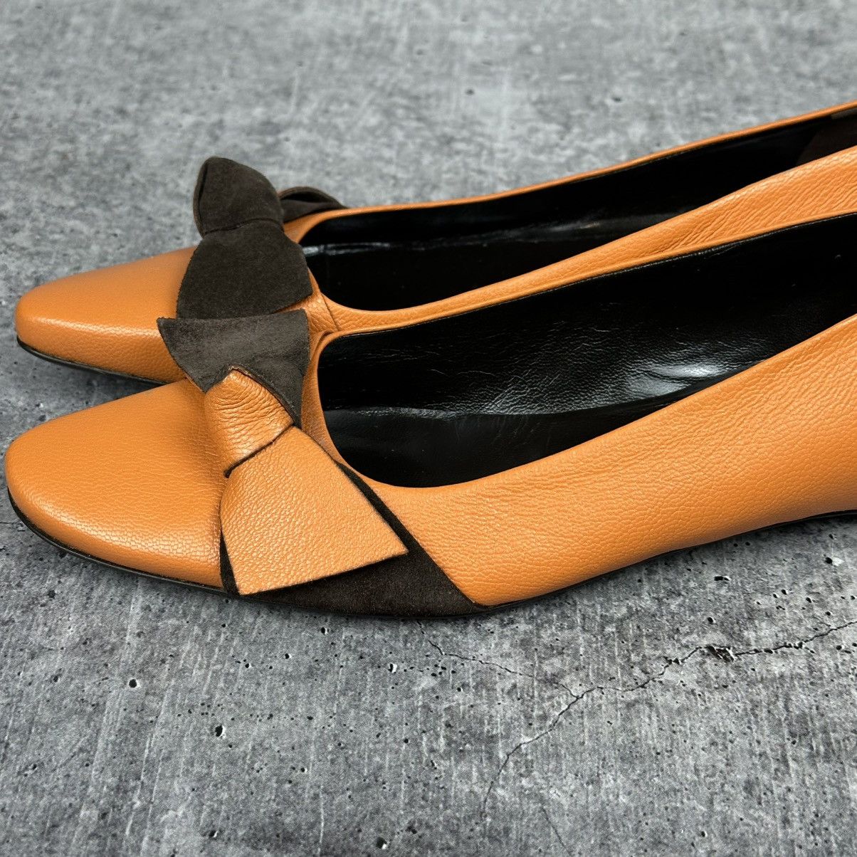 Miu Miu Vintage Miu Miu Bow Pointed Toe Leather Shoe Orange Sz 37 Size US 7 / IT 37 - 6 Thumbnail