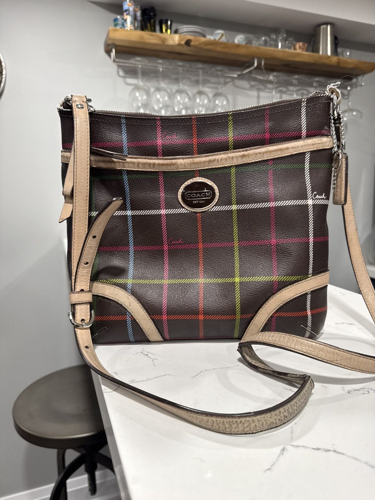 Coach Coach Peyton Tattersall Plaid Crossbody File Bag Size ONE SIZE - 1 Thumbnail