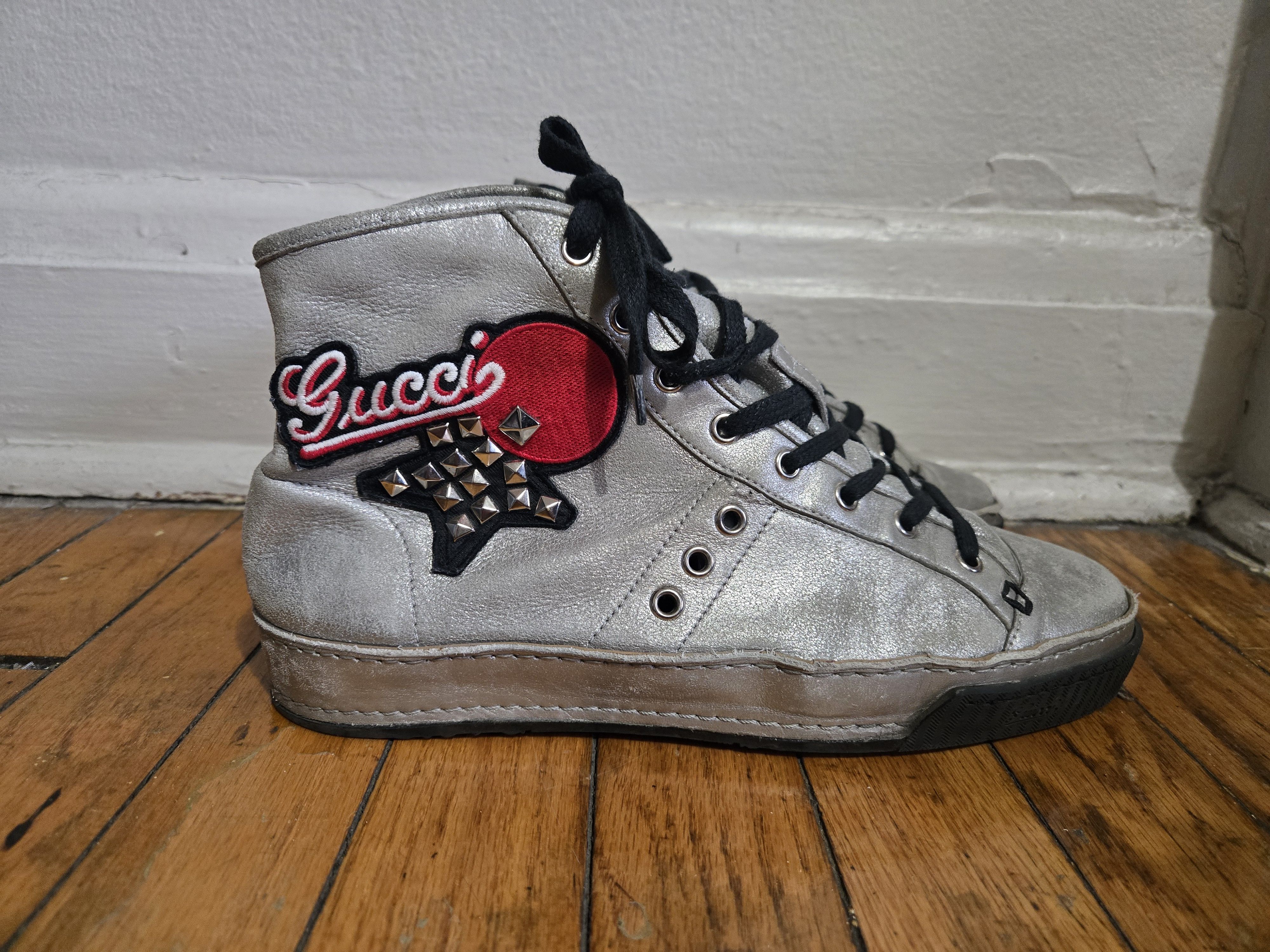 Gucci Gucci 6.5US Silver Stud Hightop Sneakers Size US 6.5 / EU 39-40 - 1 Thumbnail
