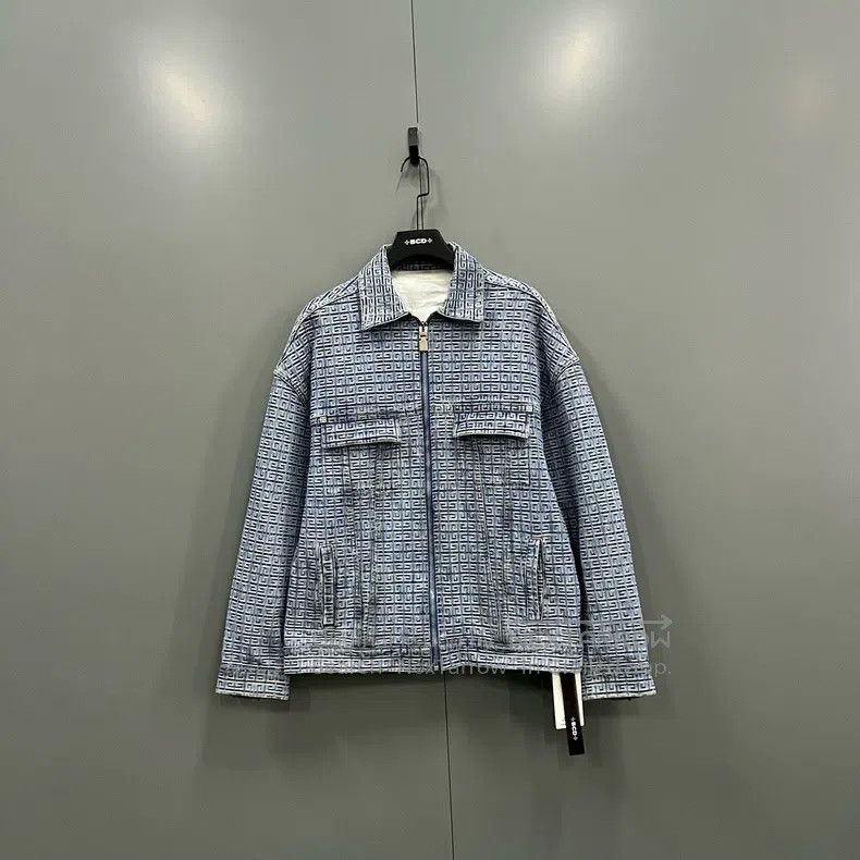 Givenchy Givenchy Blue Washed Jacquard Logo Denim Jacket Size US M / EU 48-50 / 2 - 1 Thumbnail