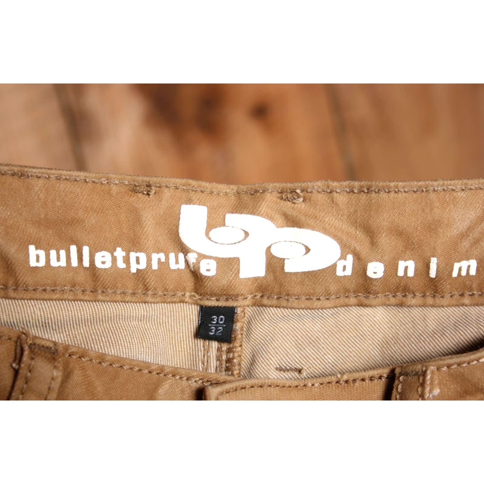 Denime BULLETPRUFE Denim Jeans Tan 29x31 Men Straight Oil Waxed Stretch Denim Jeans Tag 30x32 Size US 31 - 7 Thumbnail