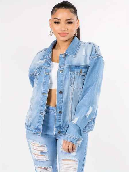 Chicos WOMENS DENIM GRAPHIC JACKET Size M / US 6-8 / IT 42-44 - 2 Thumbnail