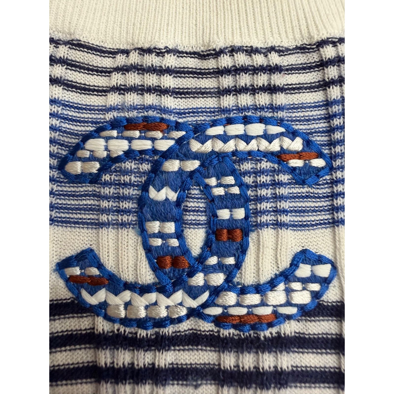 Chanel Chanel 21C Blue White Orange Striped CC Logo Top Pullover 38 Size XS / US 0-2 / IT 36-38 - 6 Thumbnail
