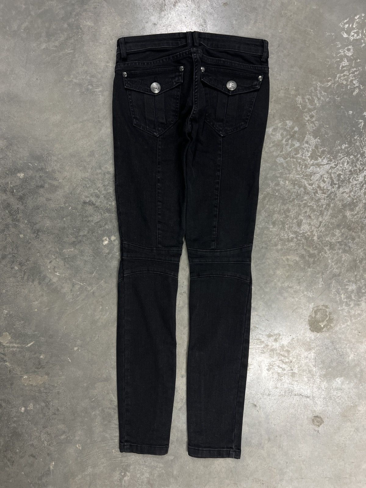 Balmain Women’s Balmain Bike Jeans Black Washed Distressed Pants Size 24" / US 00 / IT 34 - 5 Thumbnail
