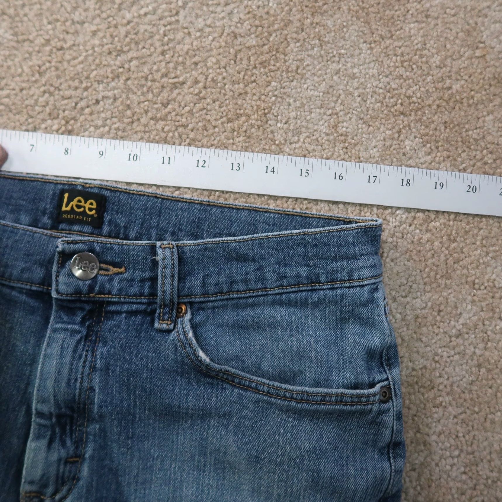 Lee Lee Jeans Regular Straight Leg Mens 33x30 Blue Denim 5-Pocket Zipper Jeans Regular Mens Size US 33 - 7 Thumbnail