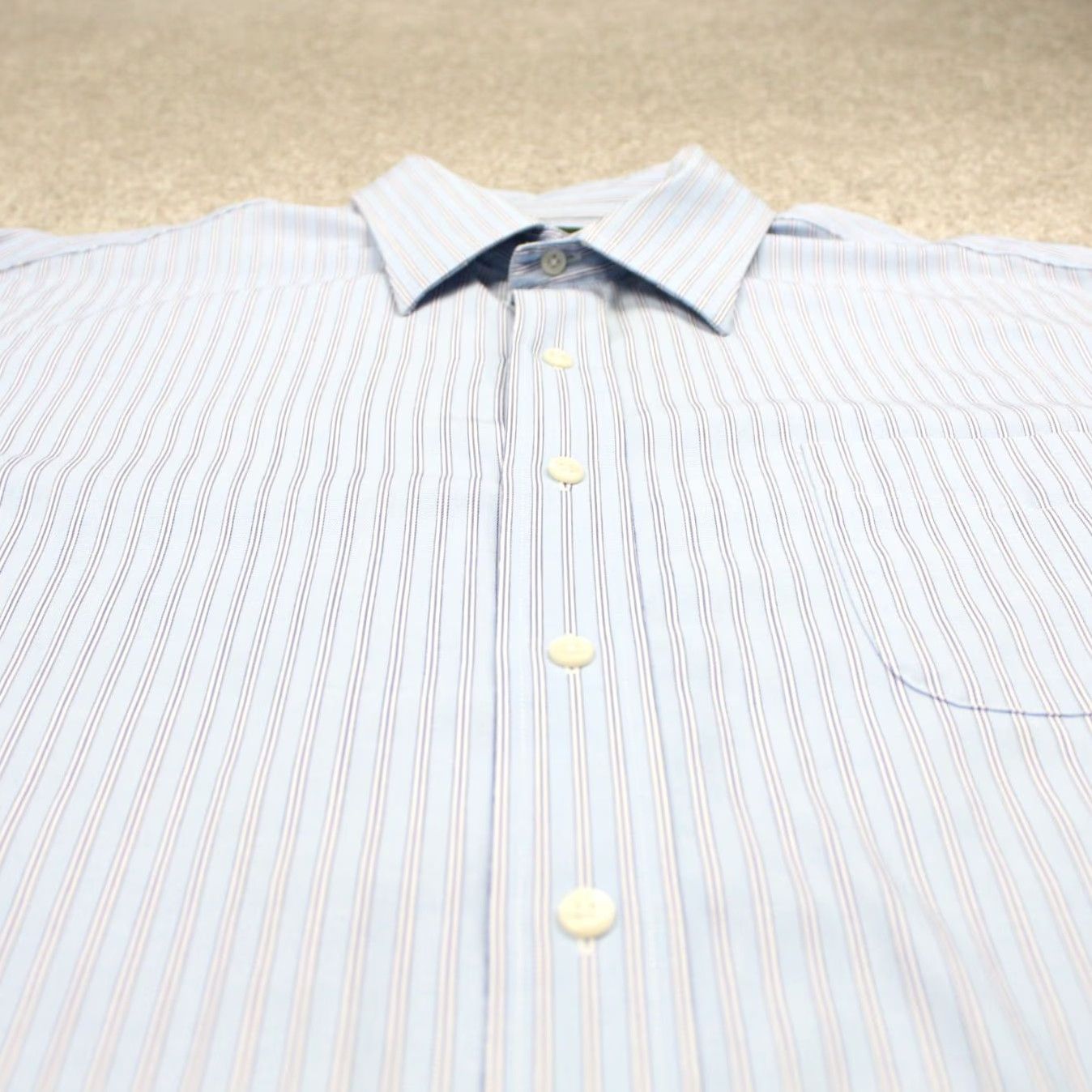 Ralph Lauren LAUREN Ralph Lauren Dress Shirt Mens 17 34/35 Blue Non-Iron 100% Cotton L/S Striped Shirt Men Size 17, 34/35 Blue Classic, Preppy Mens Shirt Size 46R - 6 Thumbnail