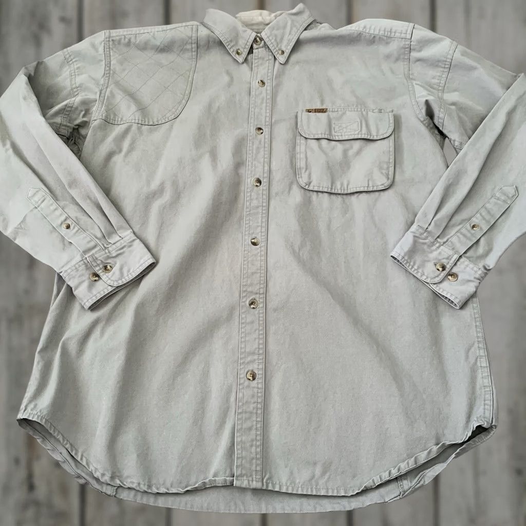 Olive Guide Series Shooting Shirt Mens Large Olive Canvas Quilted Shoulder Back Vents Size US L / EU 52-54 / 3 - 1 Thumbnail