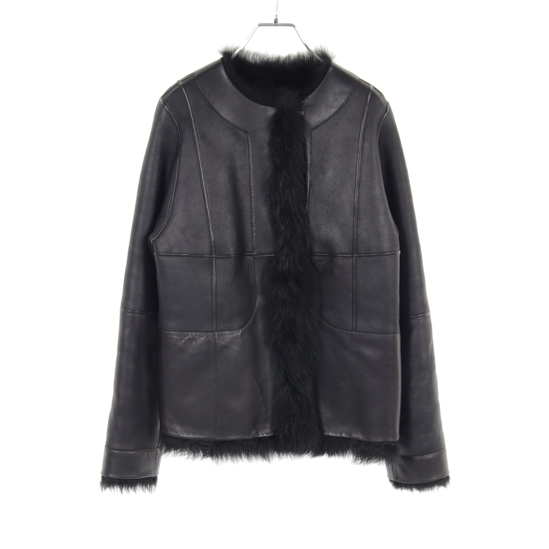 Hermes Hermes Leather Jacket Lamb Black With Fur Size ONE SIZE - 1 Thumbnail
