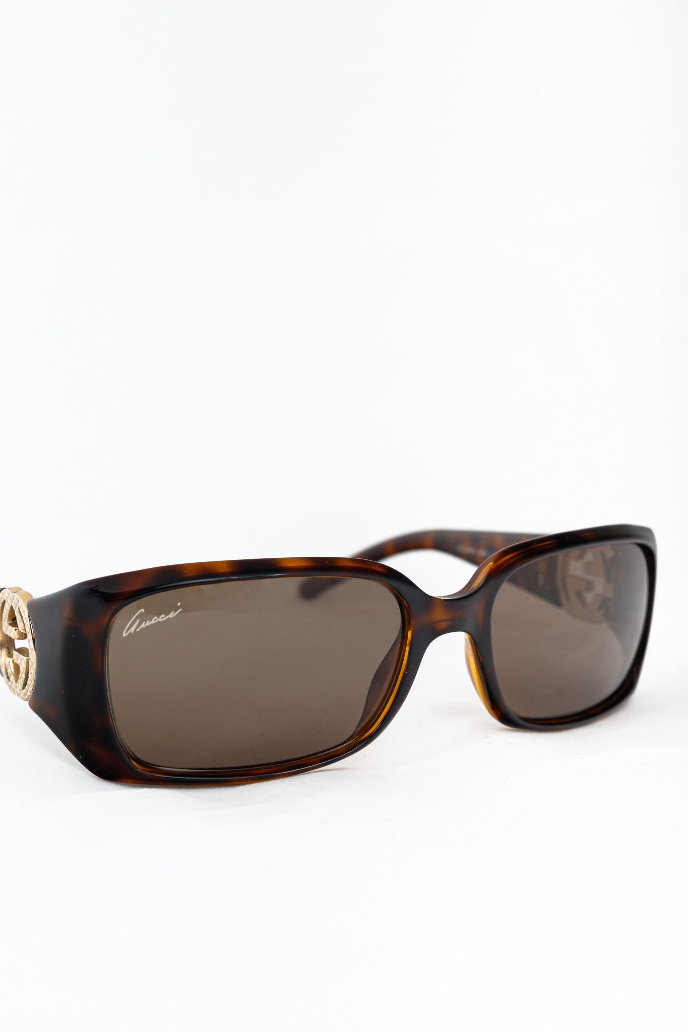 Gucci Gucci GG3504 Tortoiseshell GG-Hinge Rectangular Sunglasses Size ONE SIZE - 5 Thumbnail