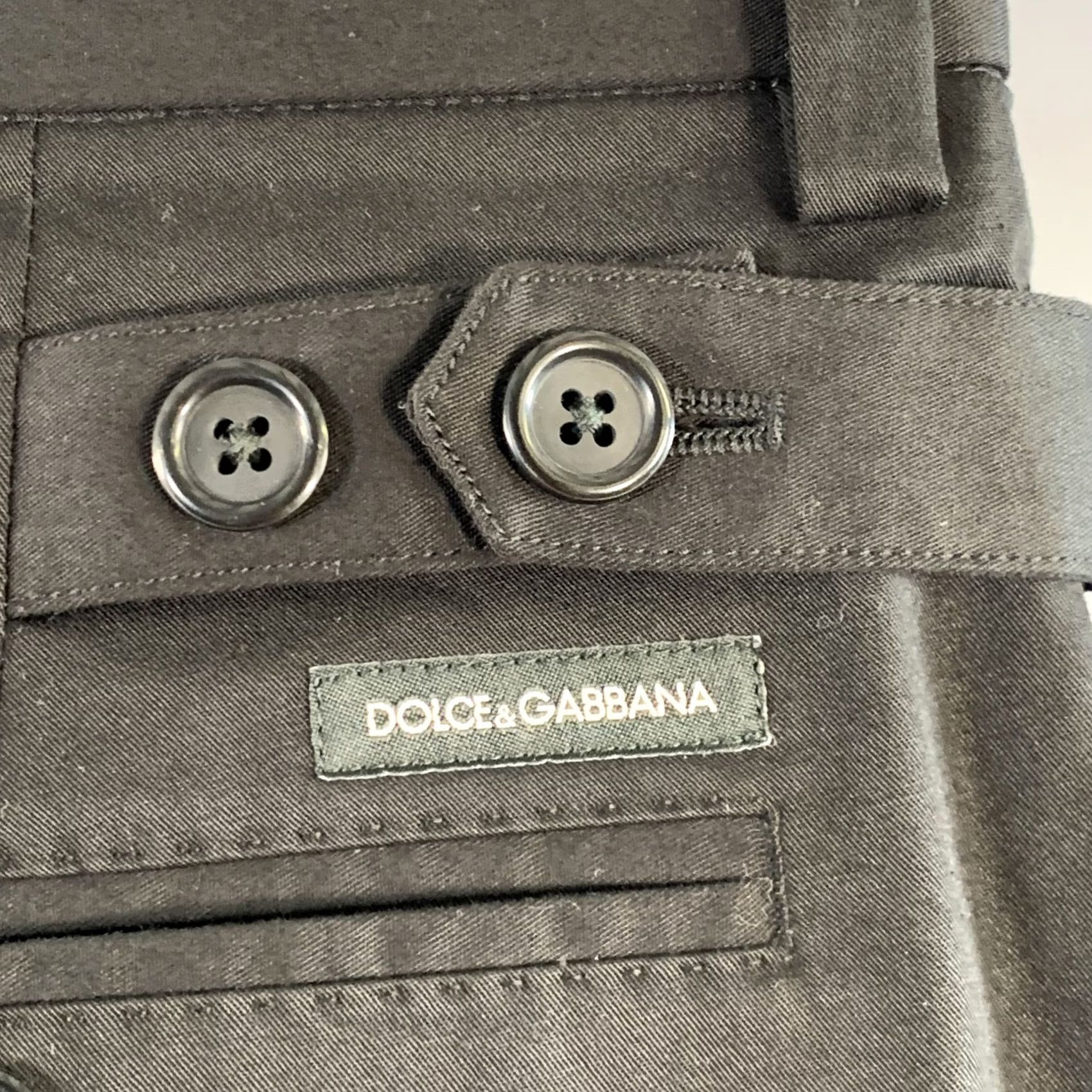 Dolce & Gabbana DOLCE & GABBANA Dress Pants Black Cotton Blend Side Tabs - 32 Men's Pants, Inseam 26, Regular, Italy Size US 32 / EU 48 - 3 Thumbnail