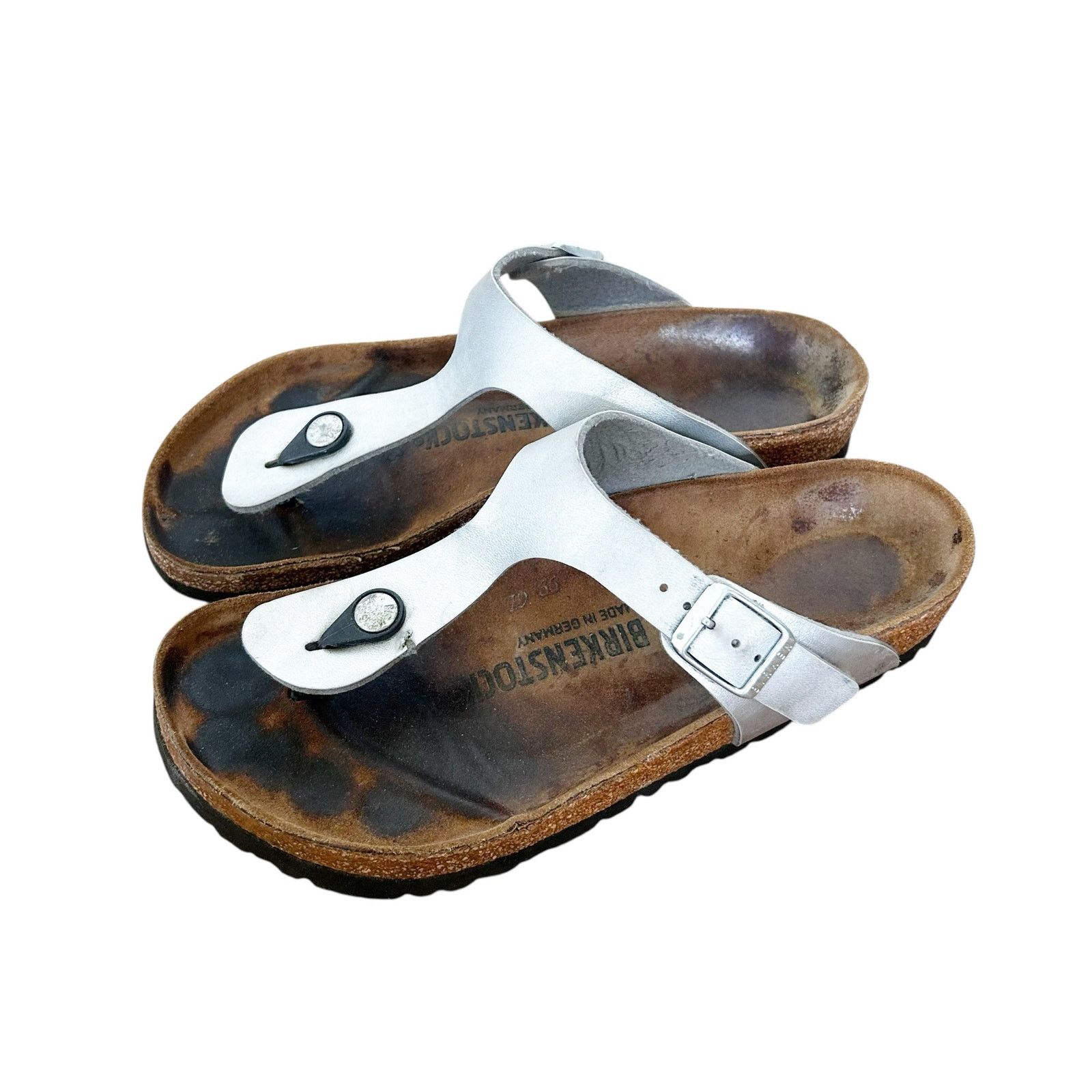 Birkenstock Birkenstock Gizeh Silver Metallic Sandals Sz 7 Size US 7 / IT 37 - 5 Thumbnail