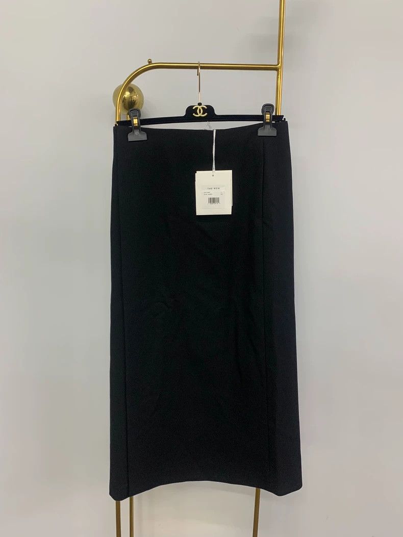 The Row Black Wool Split Hem Skirt - dmc