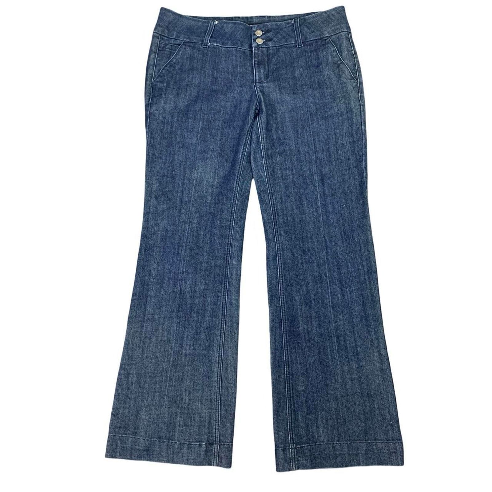 Mossimo × Vintage Vintage 90s Mossimo Low Waisted Flared Blue Jeans Size 37" - 1 Thumbnail