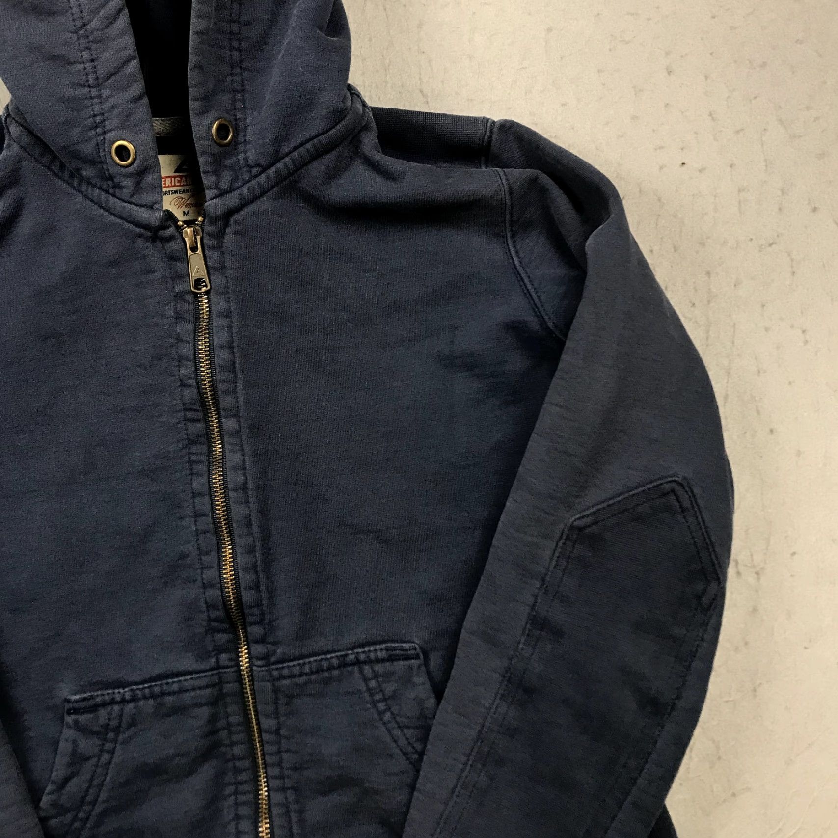 Vintage American Giant Hoodie Womens Medium Blue Sweatshirt Full Zip Heavy Cotton USA Size M / US 6-8 / IT 42-44 - 3 Thumbnail