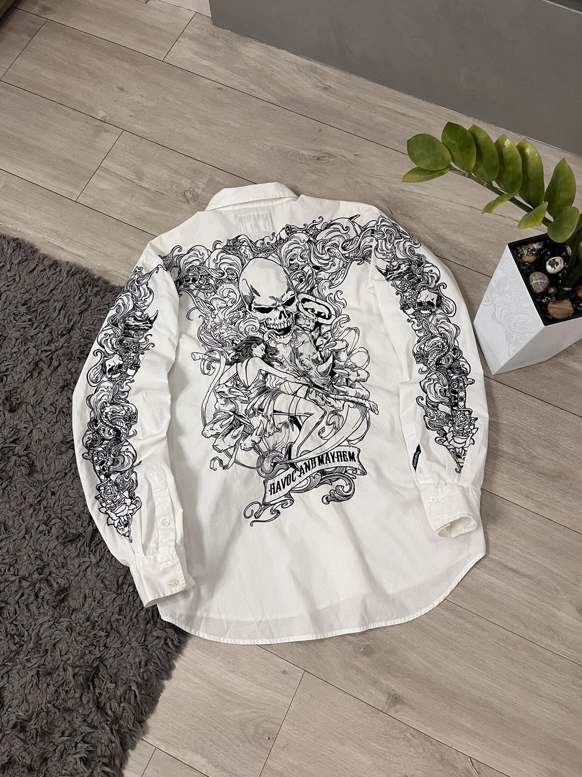 00s ECKO UNLTD サーマル L/S Tシャツ スカル 骸骨 Y2K