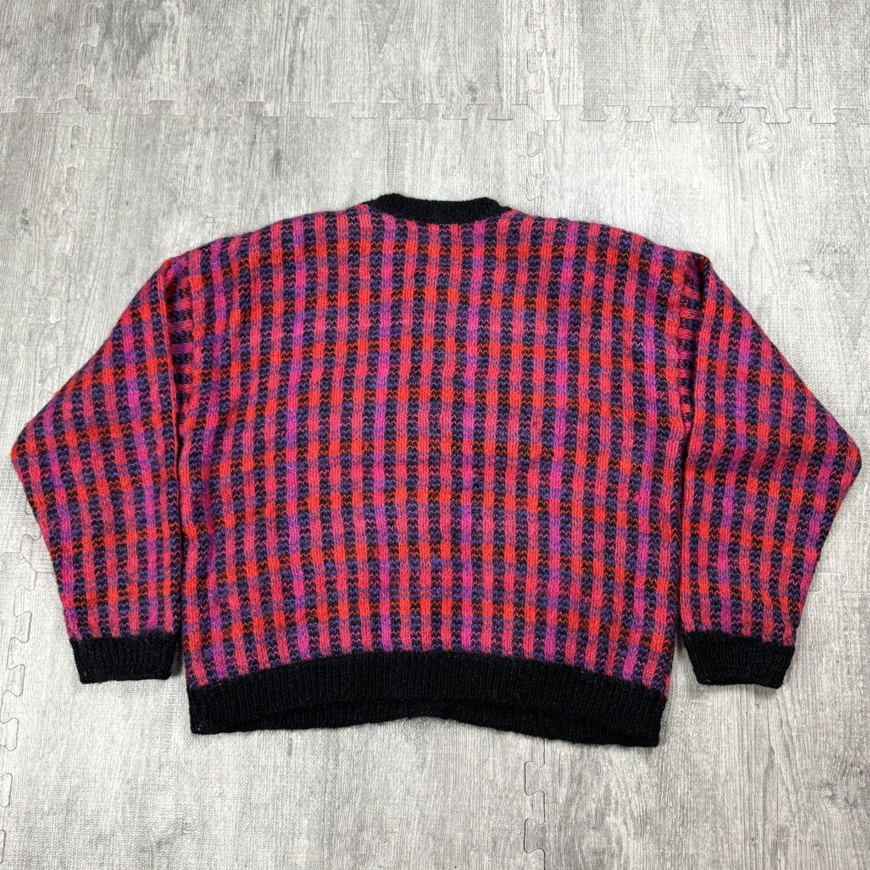 Vintage VINTAGE Amanda Smith ECLECTIC Cardigan Women L Pink Blue Black 4-Pocket Mohair Knit Pockets 90s Size L / US 10 / IT 46 - 6 Thumbnail