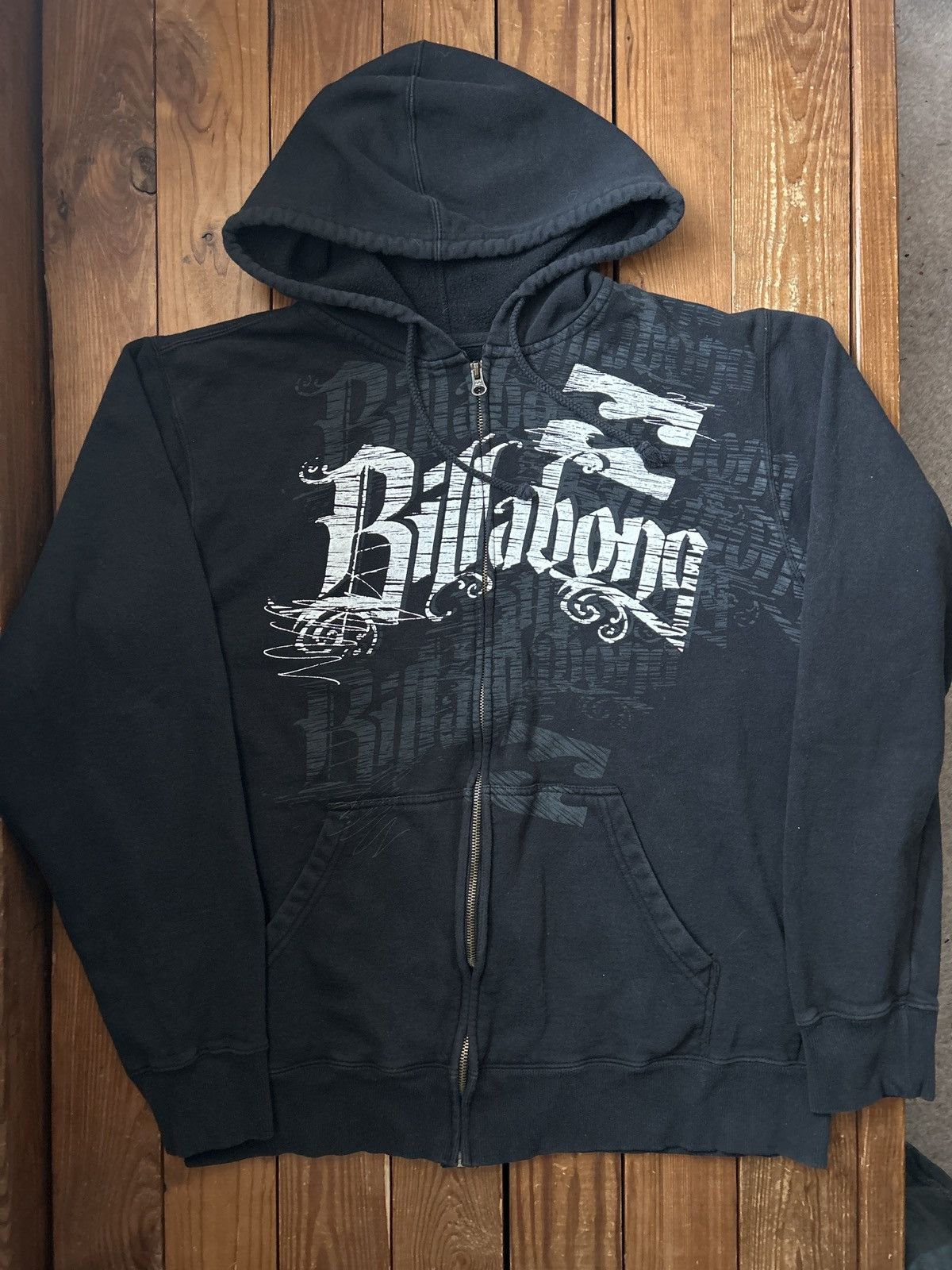 Vintage Y2K Billabong Surf Affliction Black Zip Hoodie