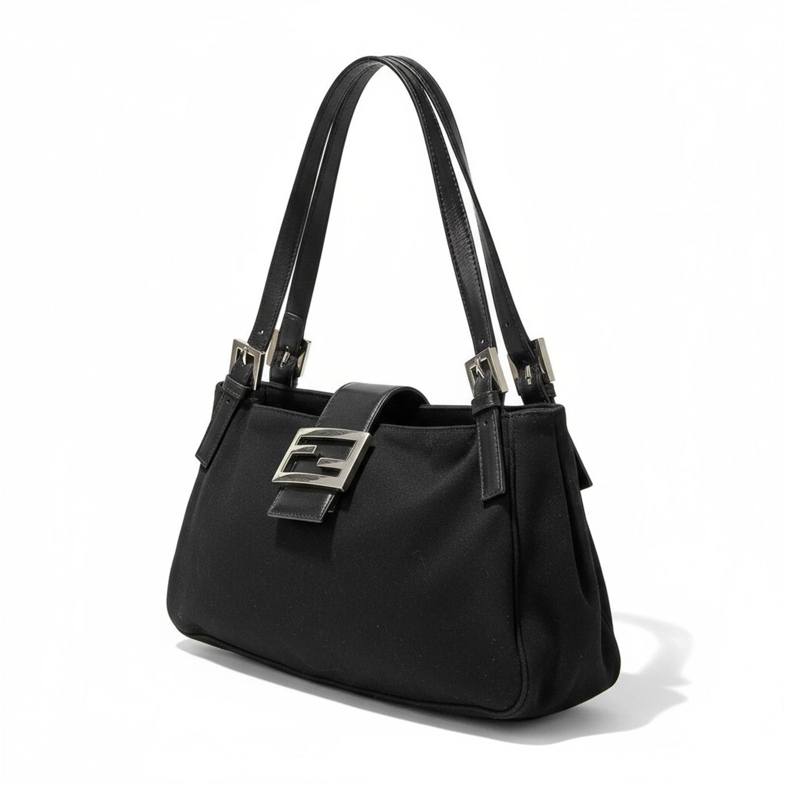 Fendi Fendi - Black Women's Shoulder Bag with Silver Buckle Size ONE SIZE - 1 Thumbnail
