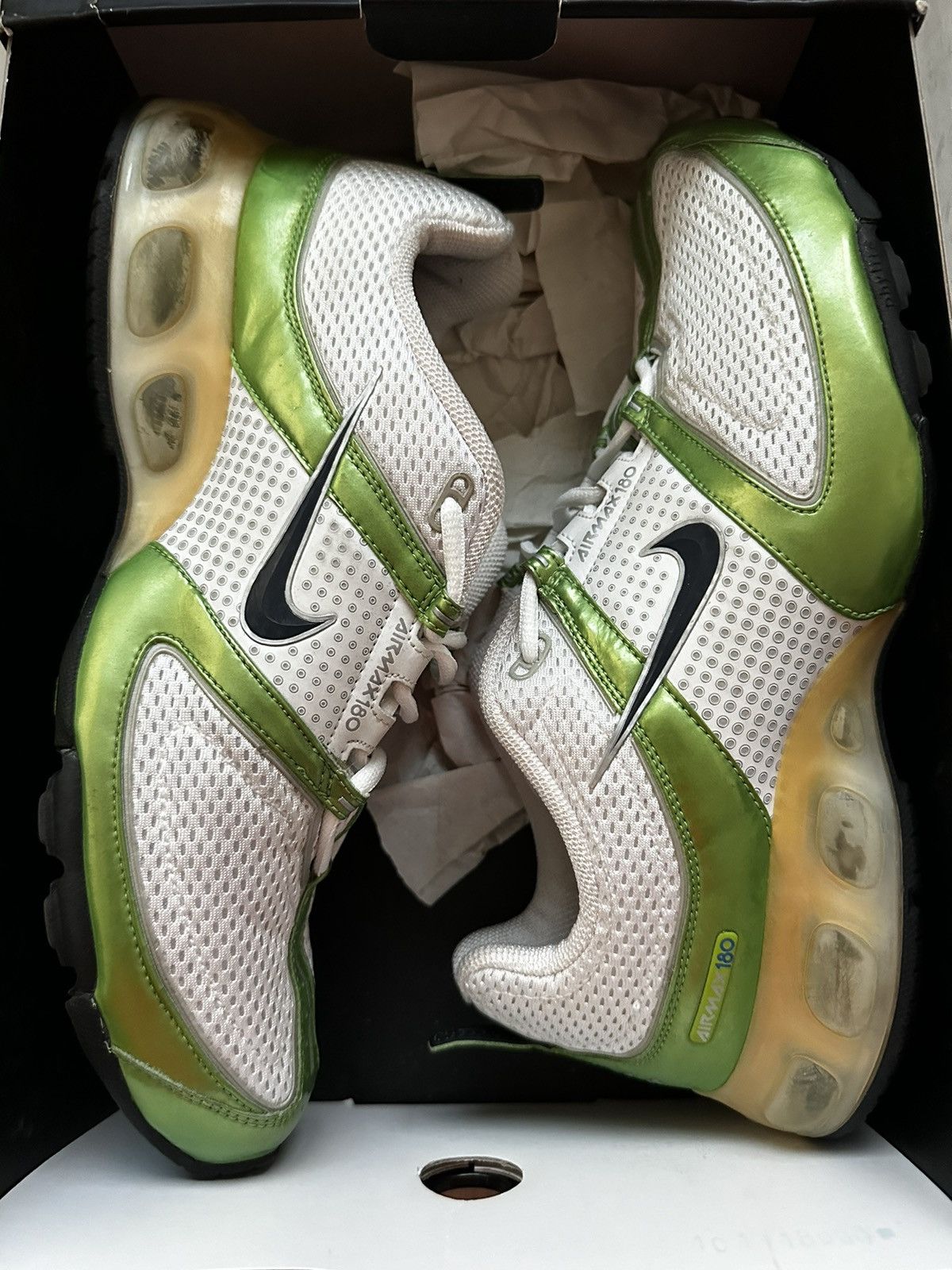 Nike Vintage Nike Airmax 180 White Metallic Green 2006 Size US 11 / EU 44 - 1 Thumbnail