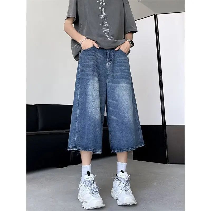 Japanese Brand Retro straight leg wide leg blue denim shorts Size US 32 / EU 48 - 3 Thumbnail