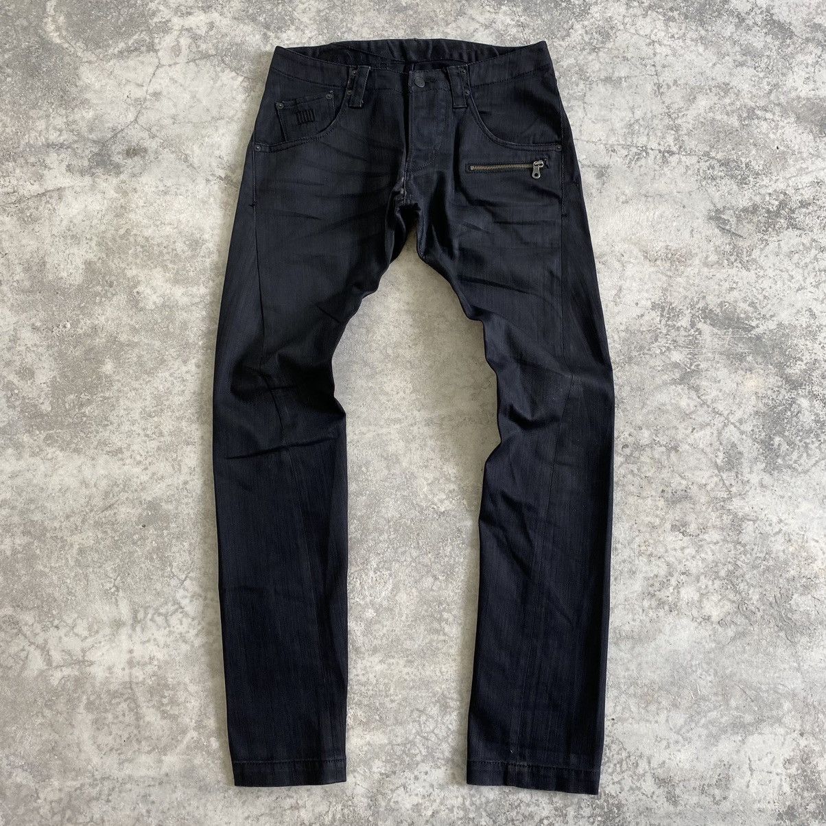 Japanese Brand Vintage Troiso Japan Curved Leg Coated Black Jeans Size US 31 - 1 Thumbnail