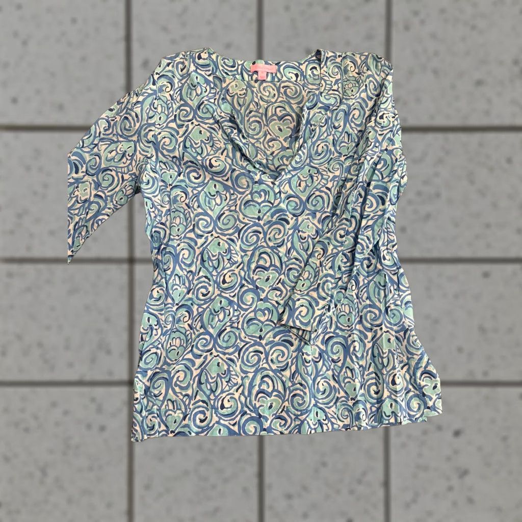 Lilly Pulitzer VINTAGE Lilly Pulitzer Blue Swirls Tunic Top Medium Womens Casual Party Size M / US 6-8 / IT 42-44 - 1 Thumbnail